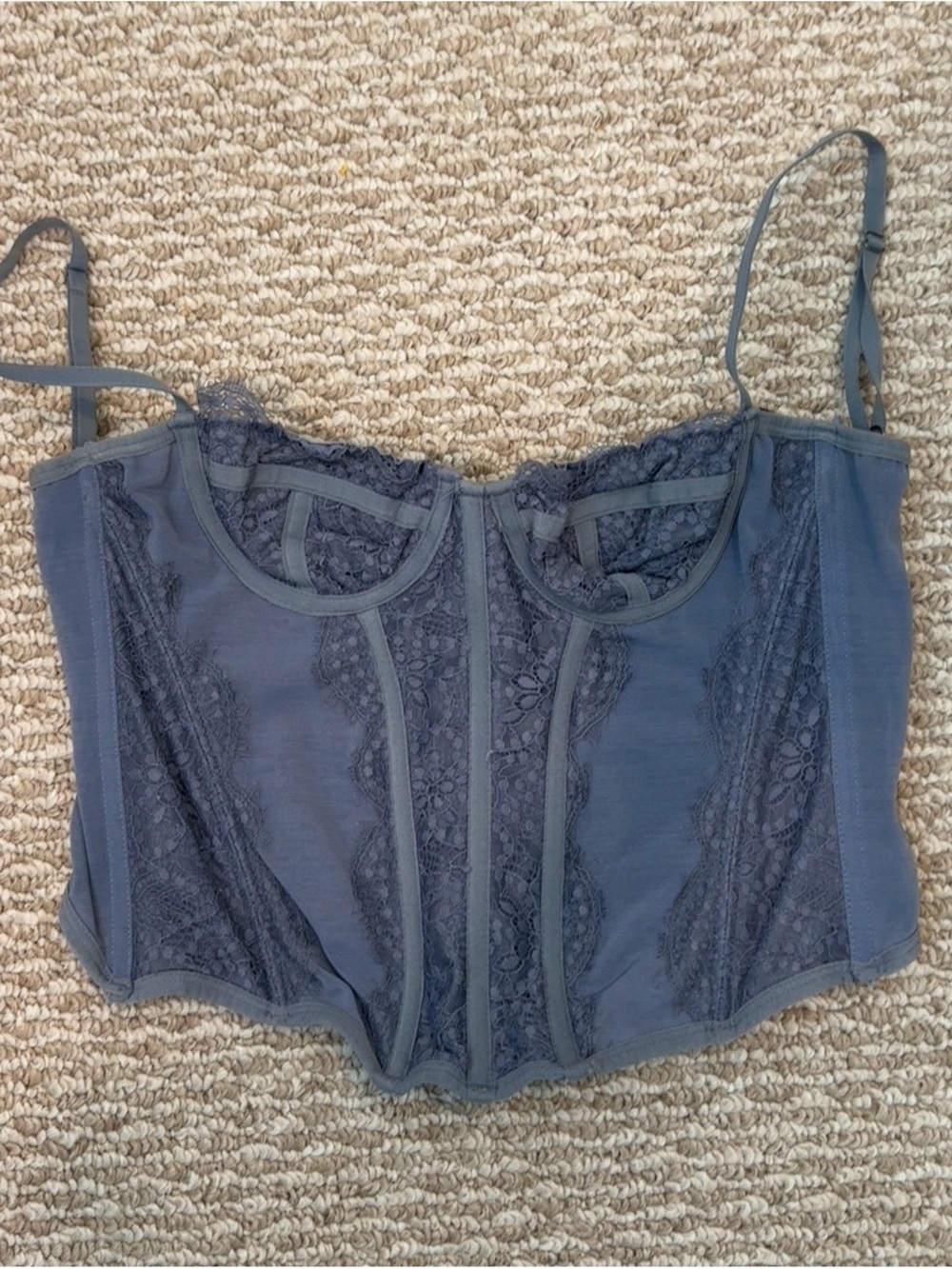 Urban Outfitters Lace Bustier Corset Top - Slate Blue
